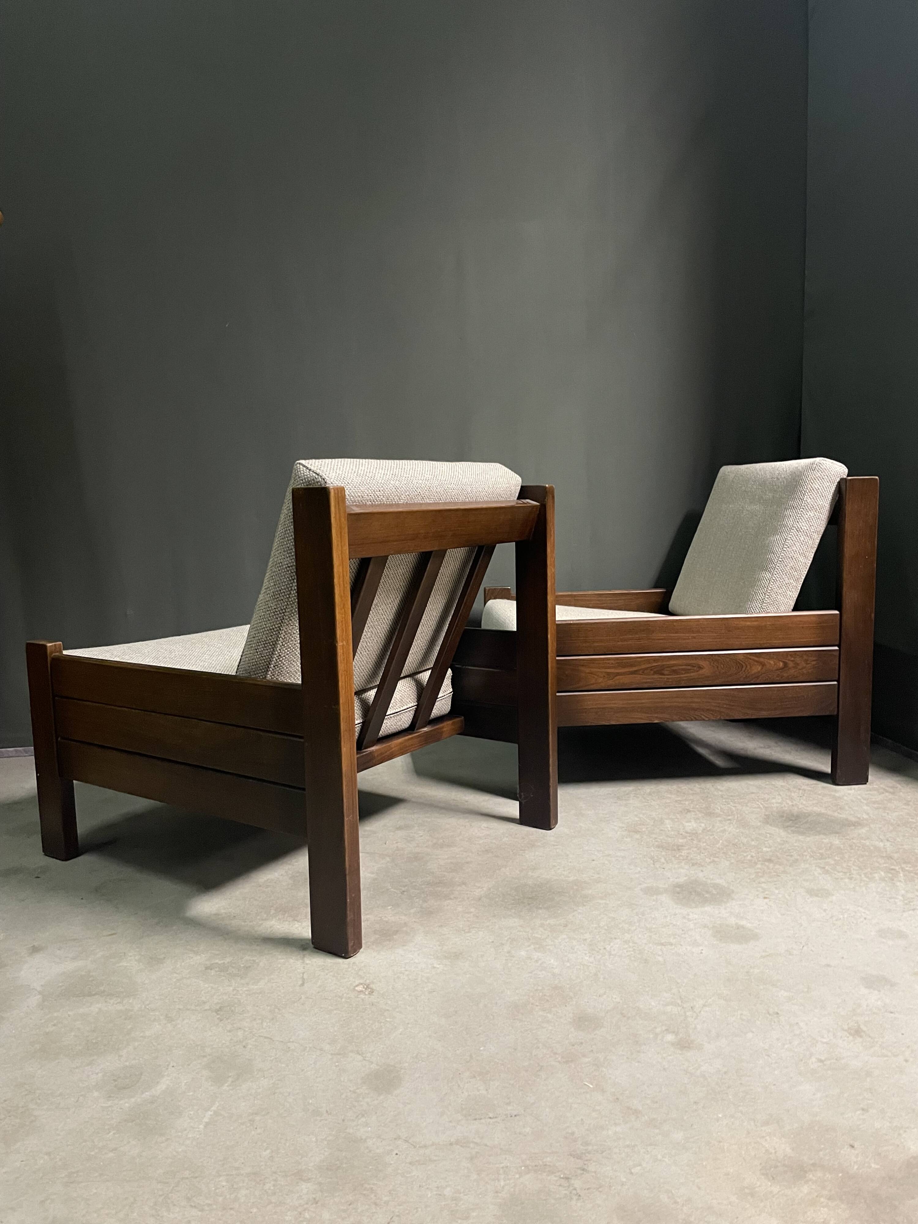 Two modernist lounge chairs from the 1960s.