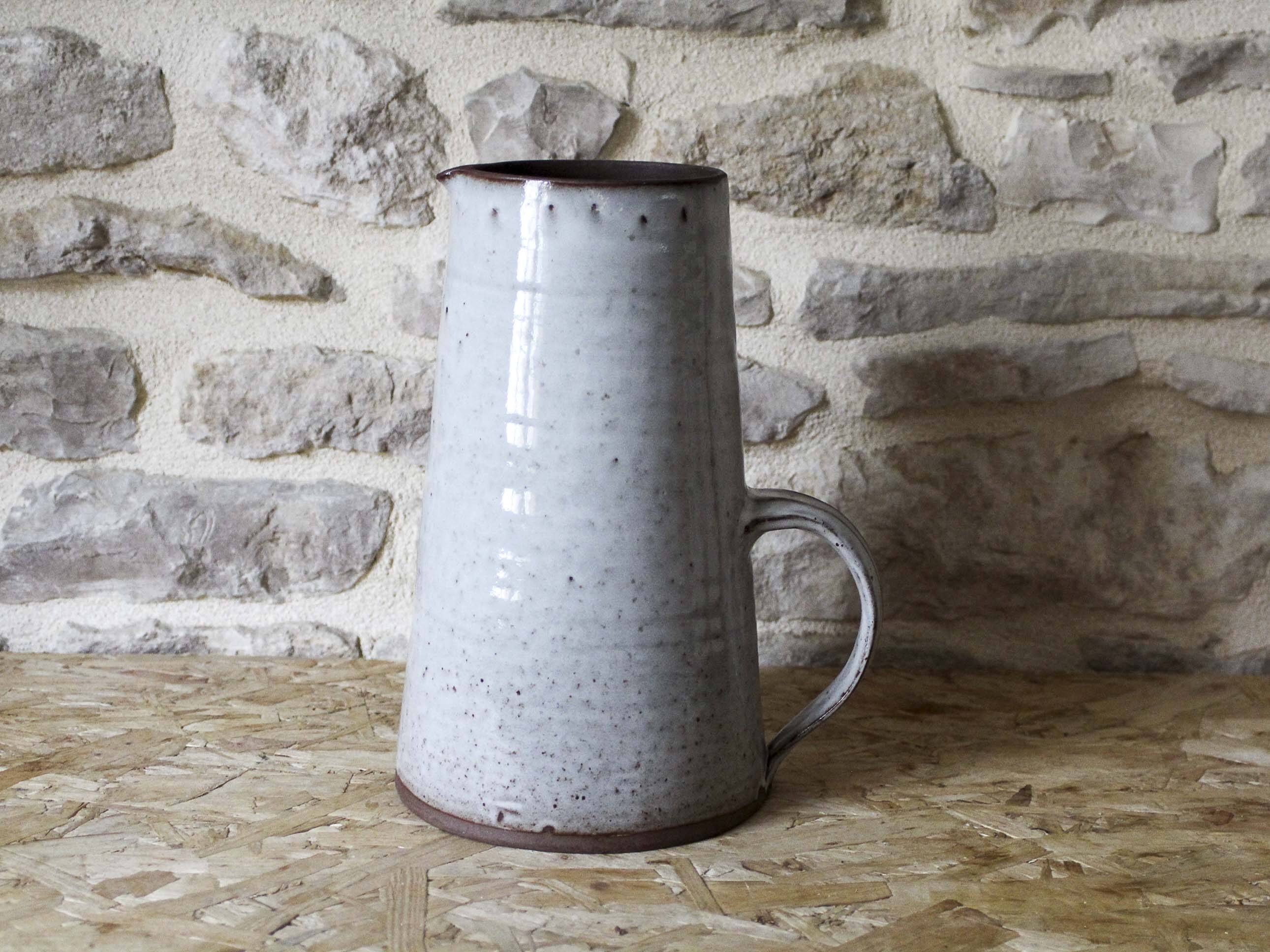 Large Roger Jacques stoneware pitcher