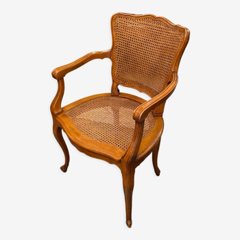 Louis XV style office armchair in solid blond beech