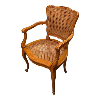 Louis XV style office armchair in solid blond beech