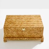 Coffre en marqueterie de bambou et laiton Galerie Maison & Jardin 1970