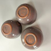 Set of 3 signed glazed stoneware bowls