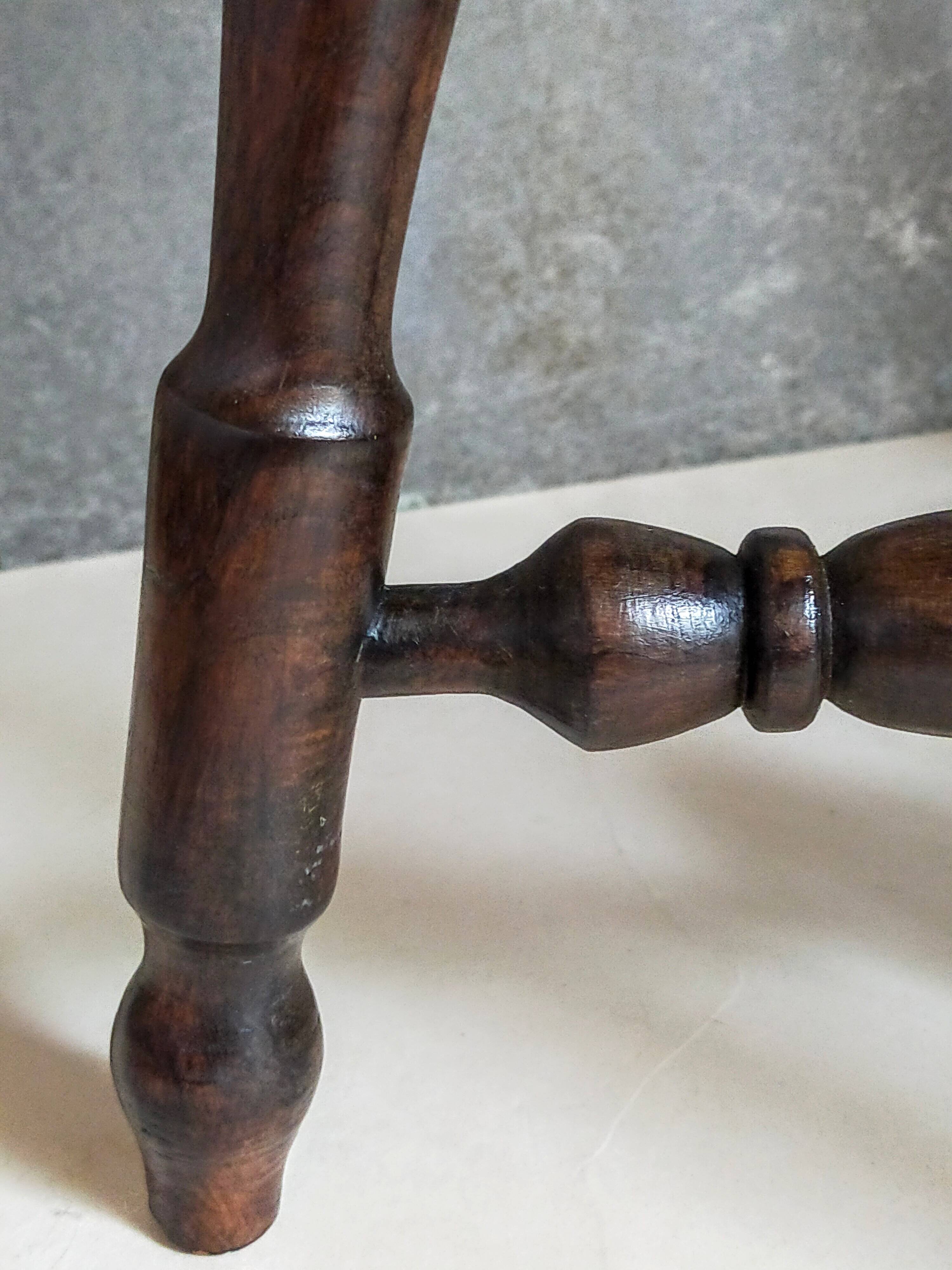 Vintage turned solid wood tripod stool