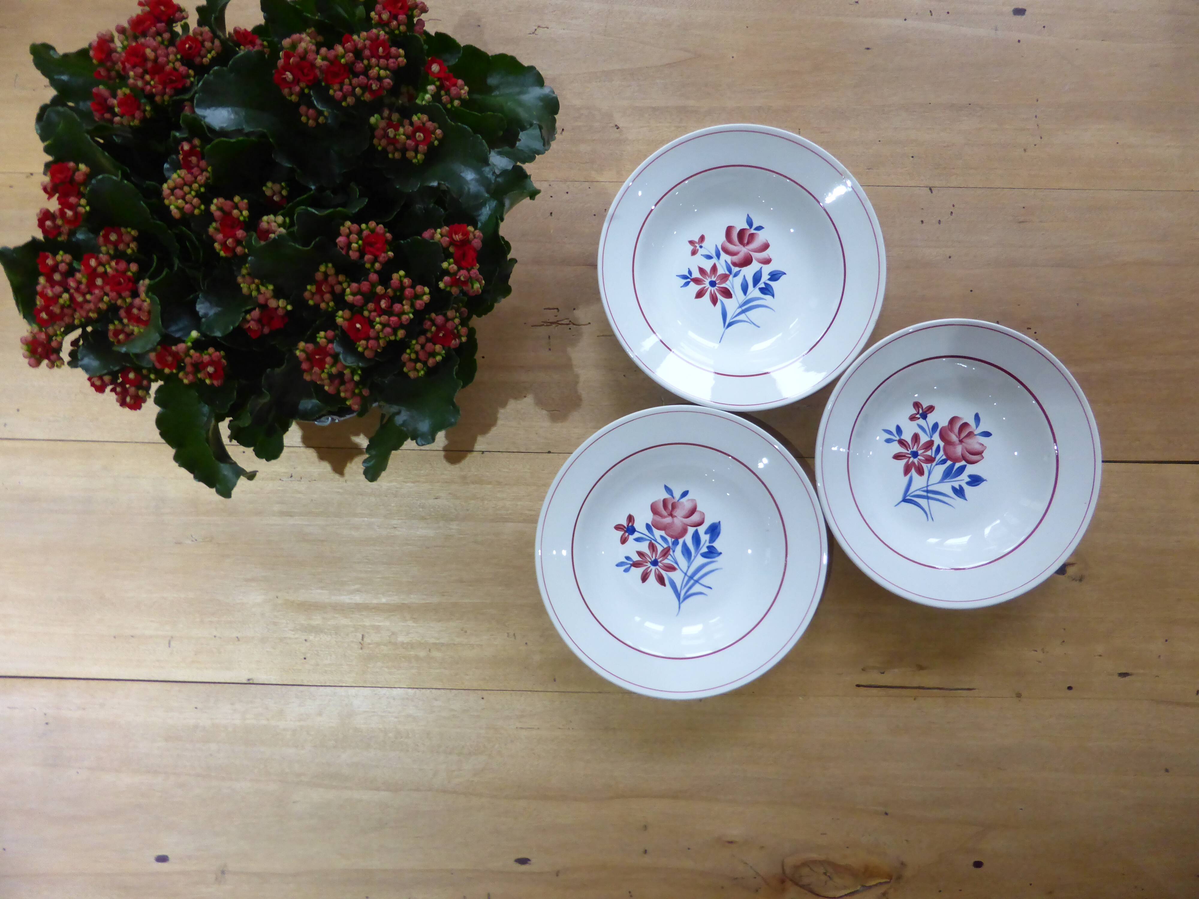 3 soup plates, St Amand, France, 191134