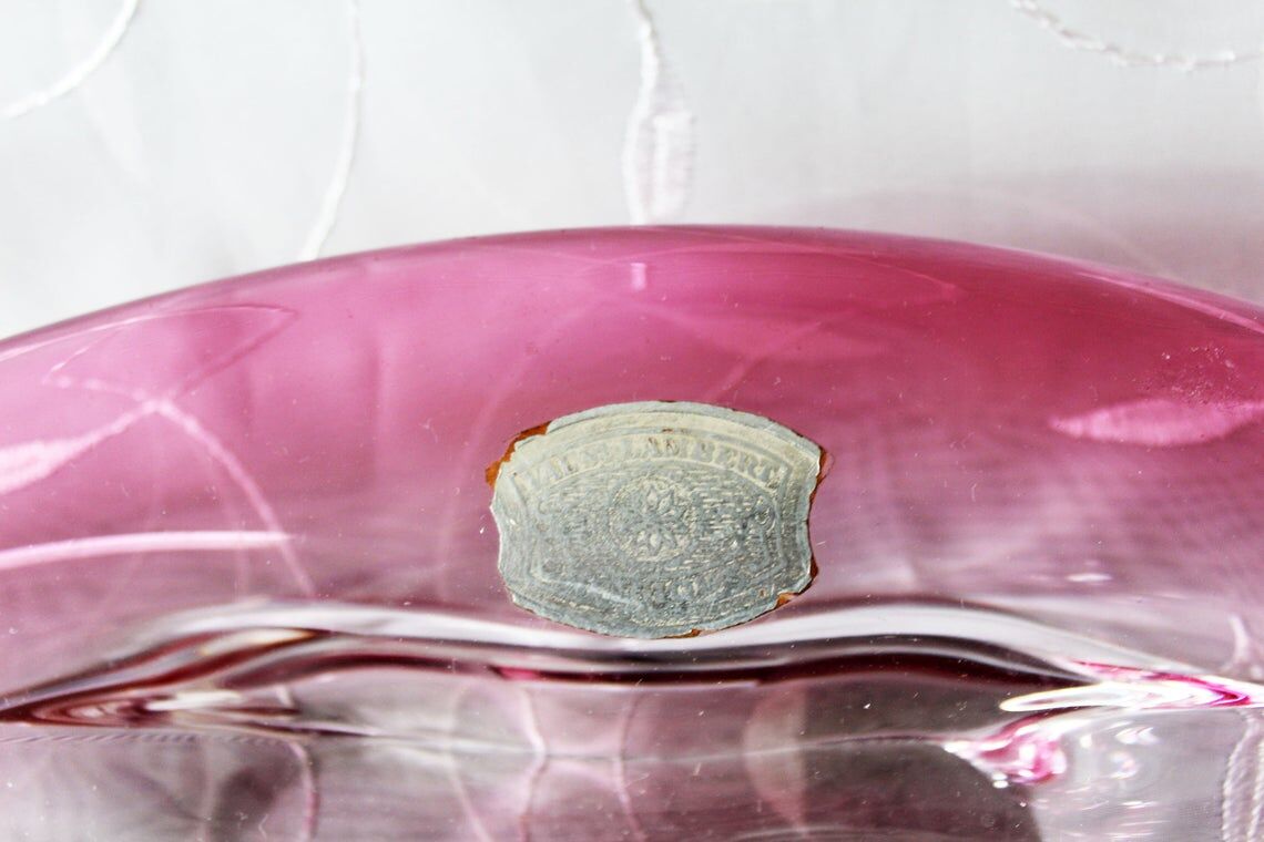 Coupe Val Saint Lambert VSL rose Belgique vide poche