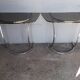 Paire de console demi lune chrome et verre ep 1970