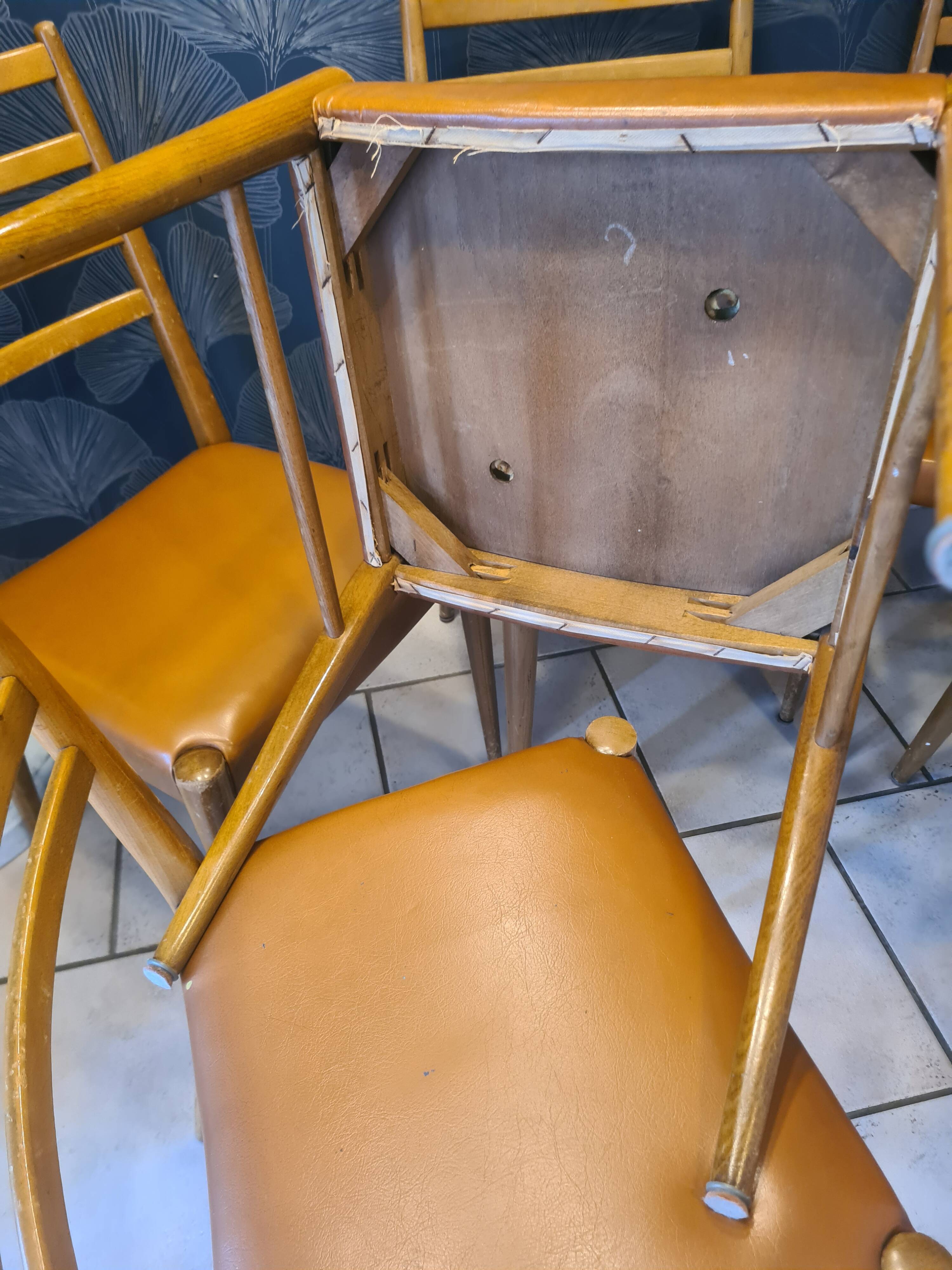 lot of 6 teak chairs from the 1950s, Scandinavian, Danish 87 x 44 x 43 BEG