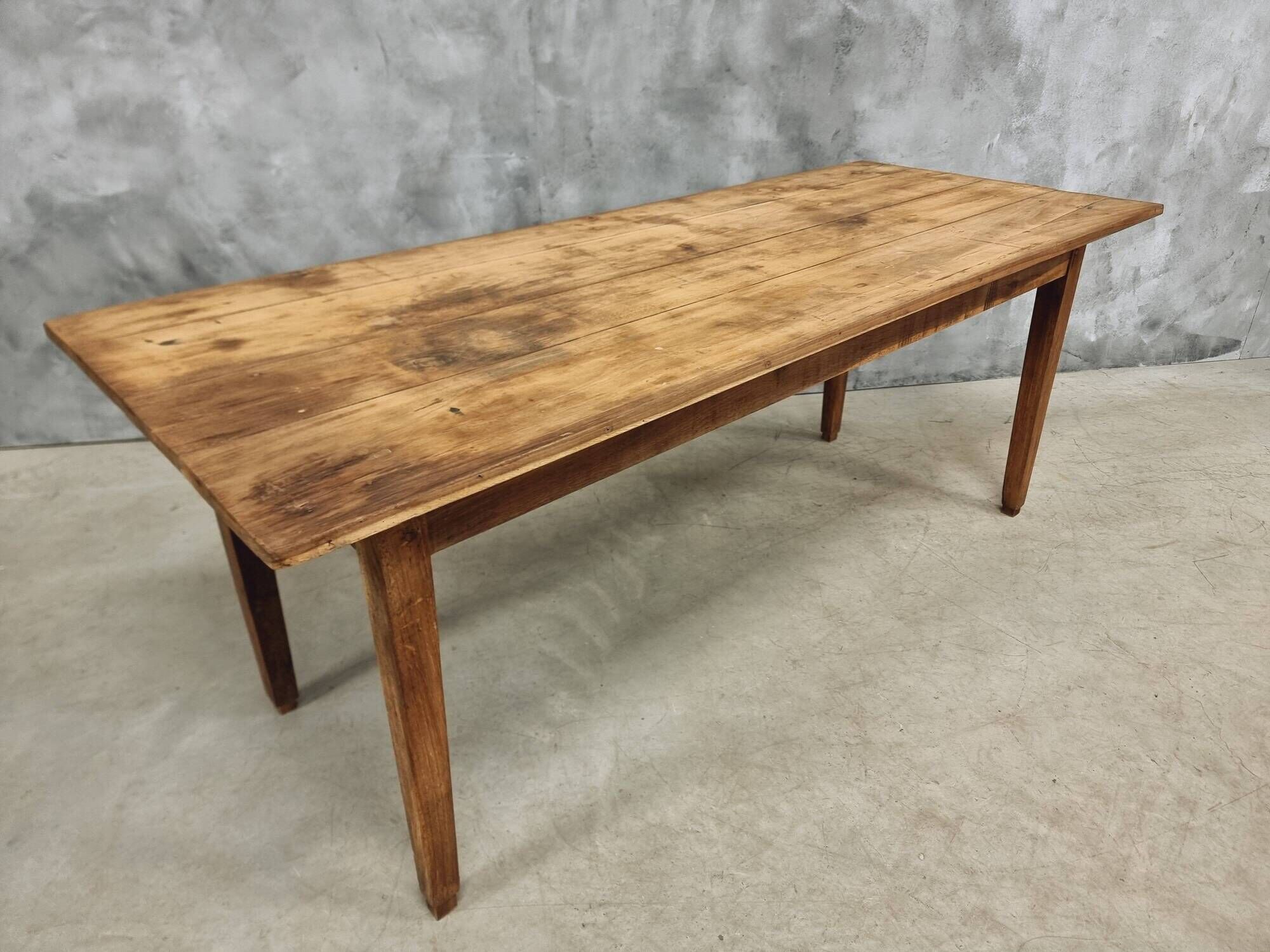 Antique Farmhouse Table French Dining Table in Chestnut Wood 80x200