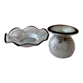 Erwin Eisch Selection, Vase and Bowl, 80's, Studio Glass