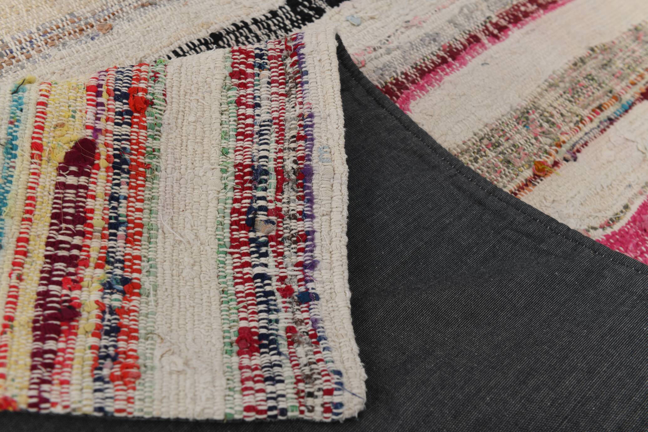 Large Striped Multicolor Vintage Kilim Rug, 292x327Cm