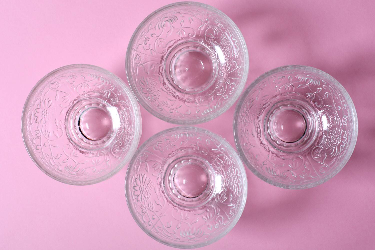 Set of 4 Vintage Pressed Glass Dessert Bowls Cibulak by Pavel Panek / 1977