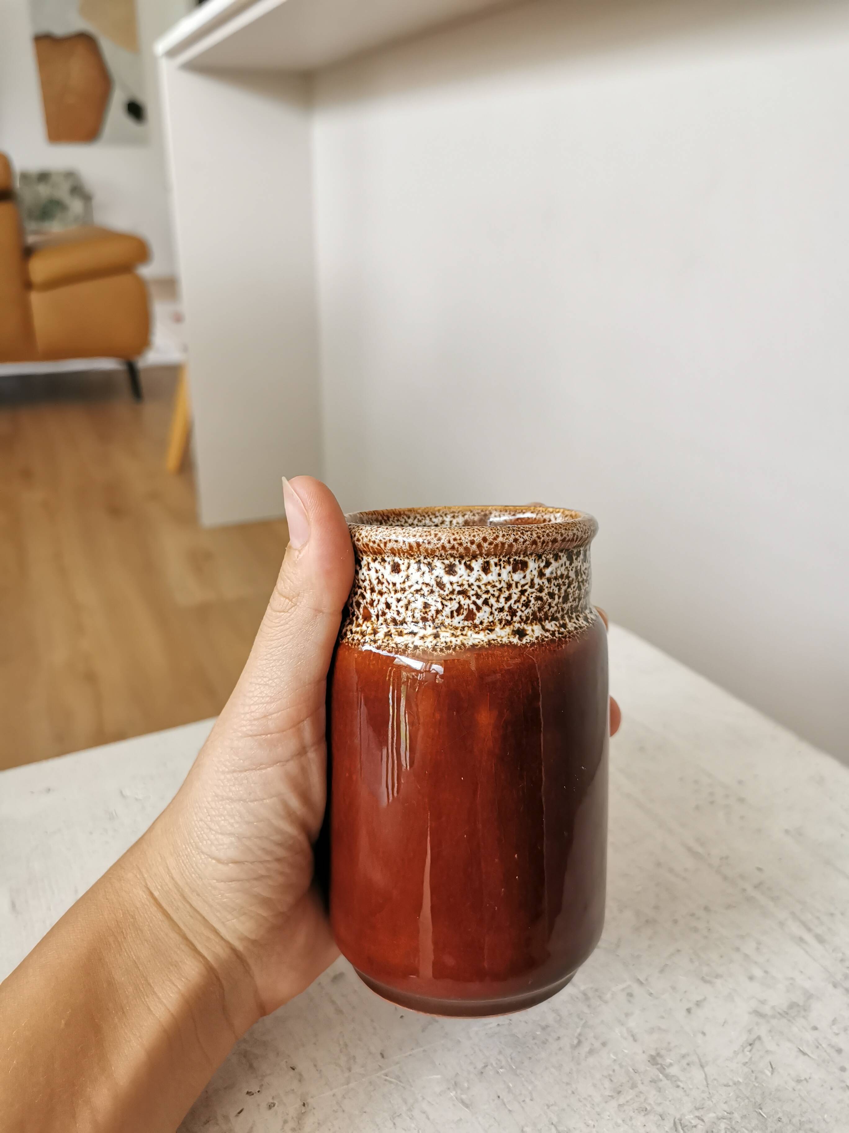 Vintage KIL Yugoslavia Ceramic Vase: Speckled Brown Glaze, 1970s Rustic Pot