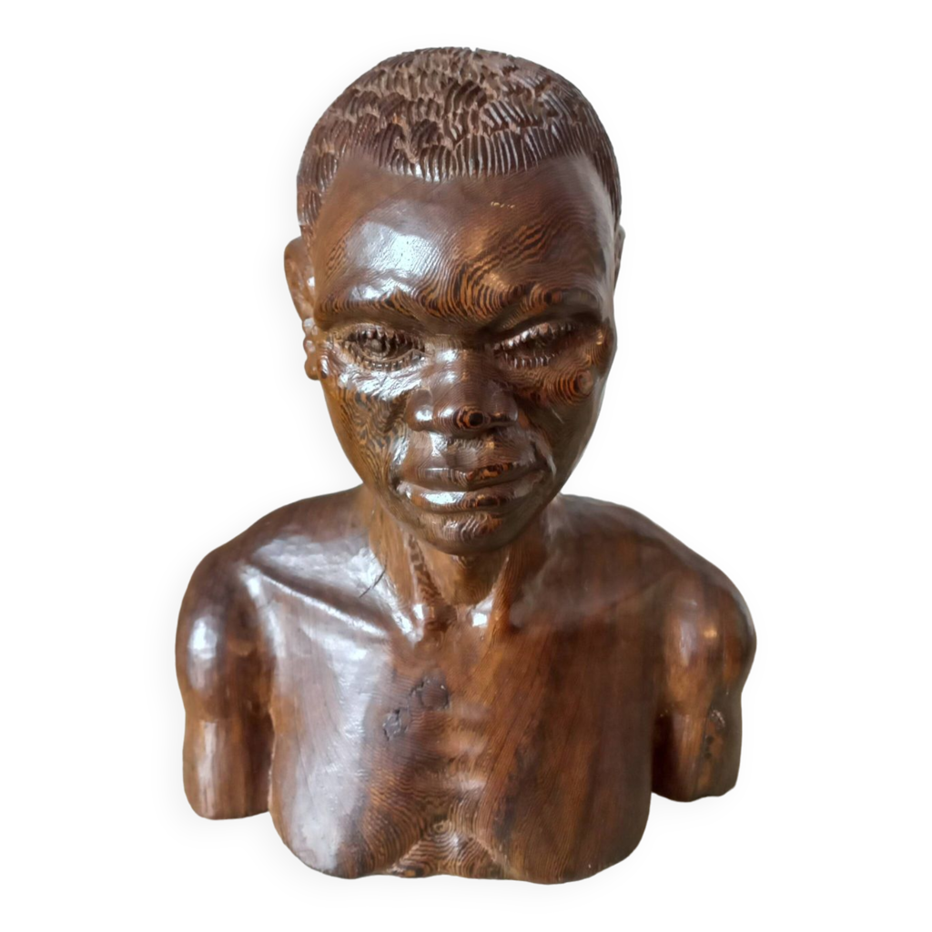 Buste Résine Guerrier Africain - Statue Décorative 21,5 Cm - Homme Multicolore