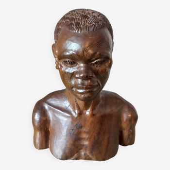 Ancien buste en bois africain