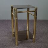 Hollywood Regency Golden Smoked Glass Side Table