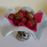 Fruit cup with silver metal foot, Murano granite glass "Vetro eseguito da maestri di Murano"