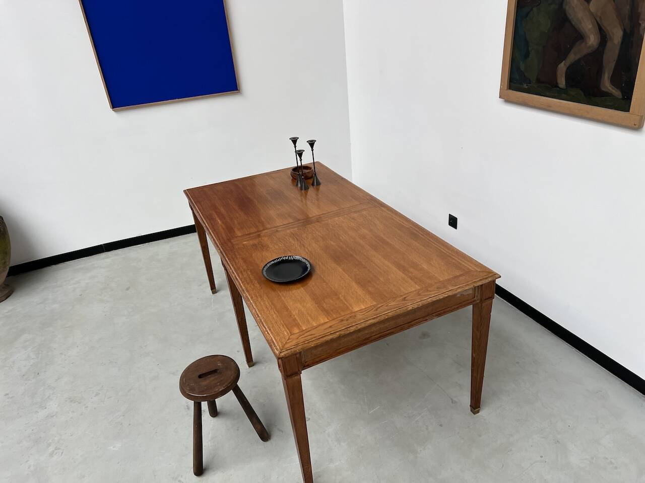 Small old oak farm table with 6 legs