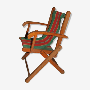 Child folding armchair in vintage wood