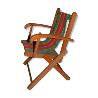 Child folding armchair in vintage wood
