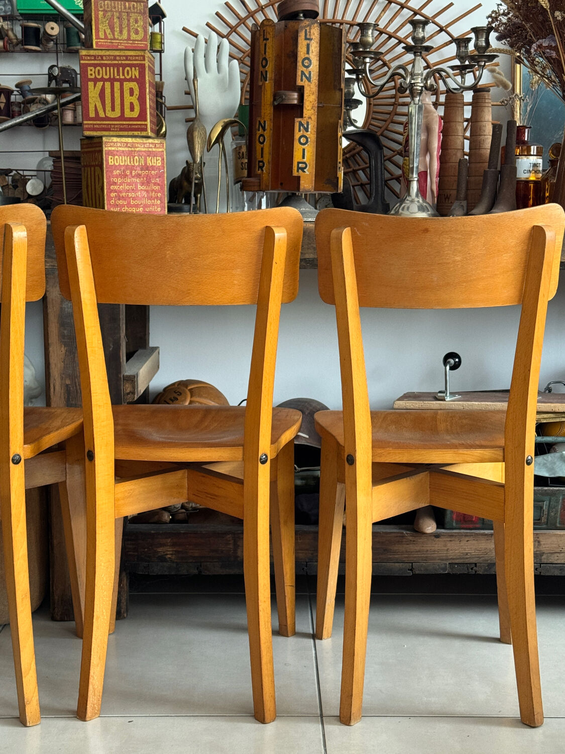 Set of 4 vintage Luterma bistro chairs in wood
