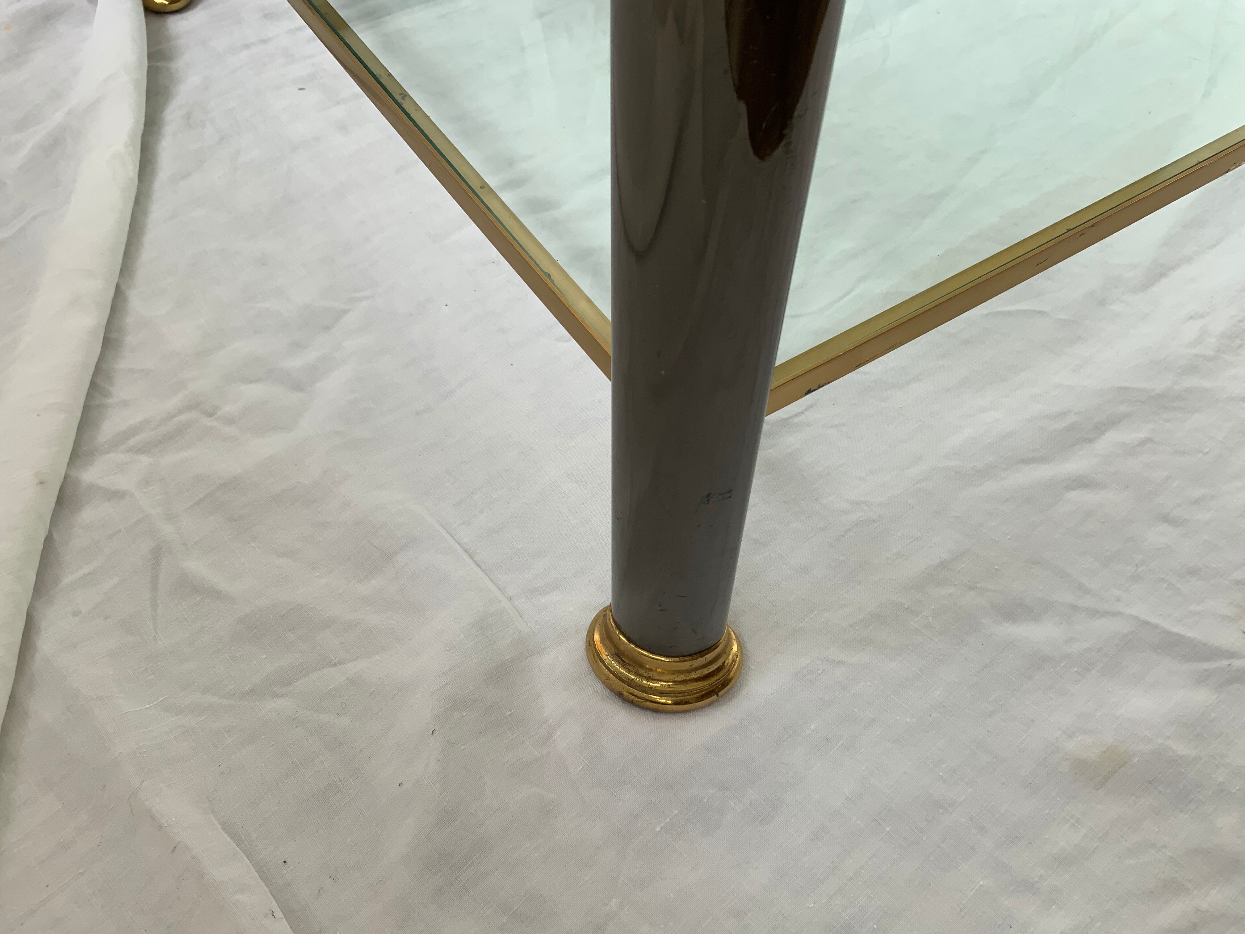 Glass and brass coffee table