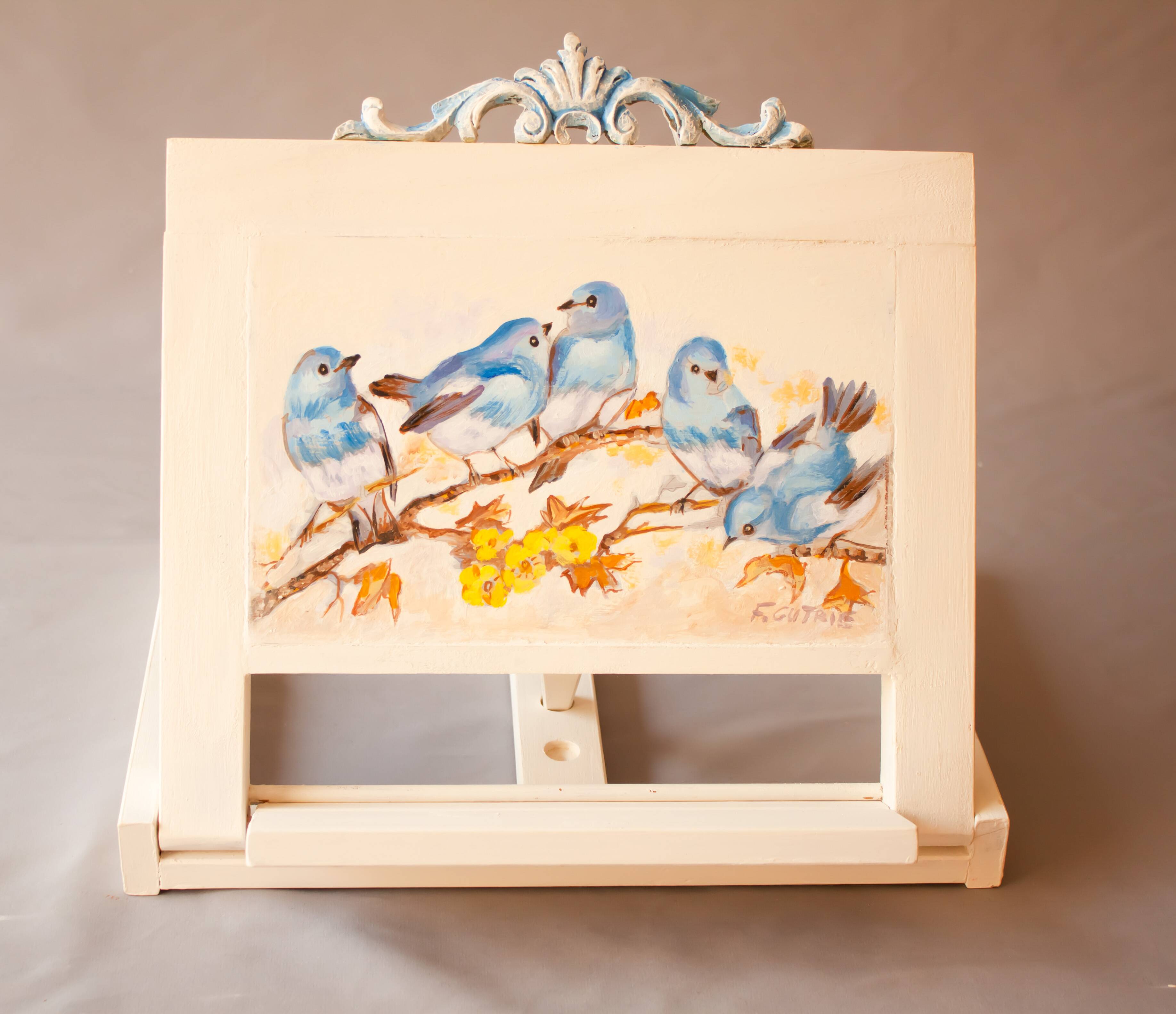 Hand-painted wooden desk. book stand.