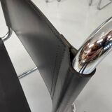 Lot of 4 tubular chairs designed by Mart Stam in vintage black leather from the 1980s.