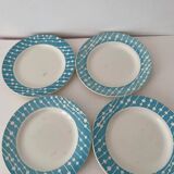 4 flat plates stamped Digoin Sarreguemines, Domremy model