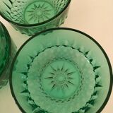 Mint-colored pressed glass bowls