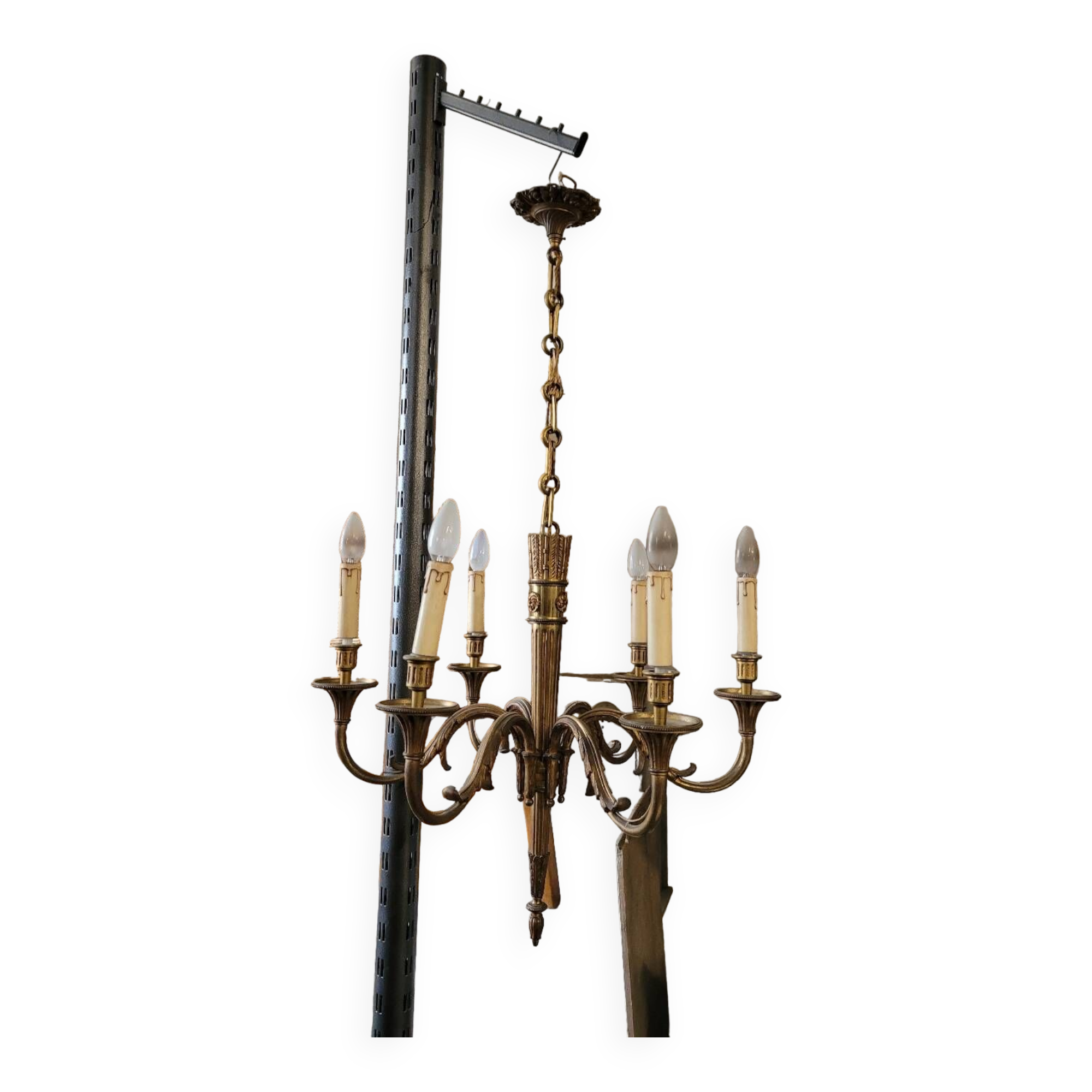 Louis xvi style gilt bronze chandelier - 6 lights