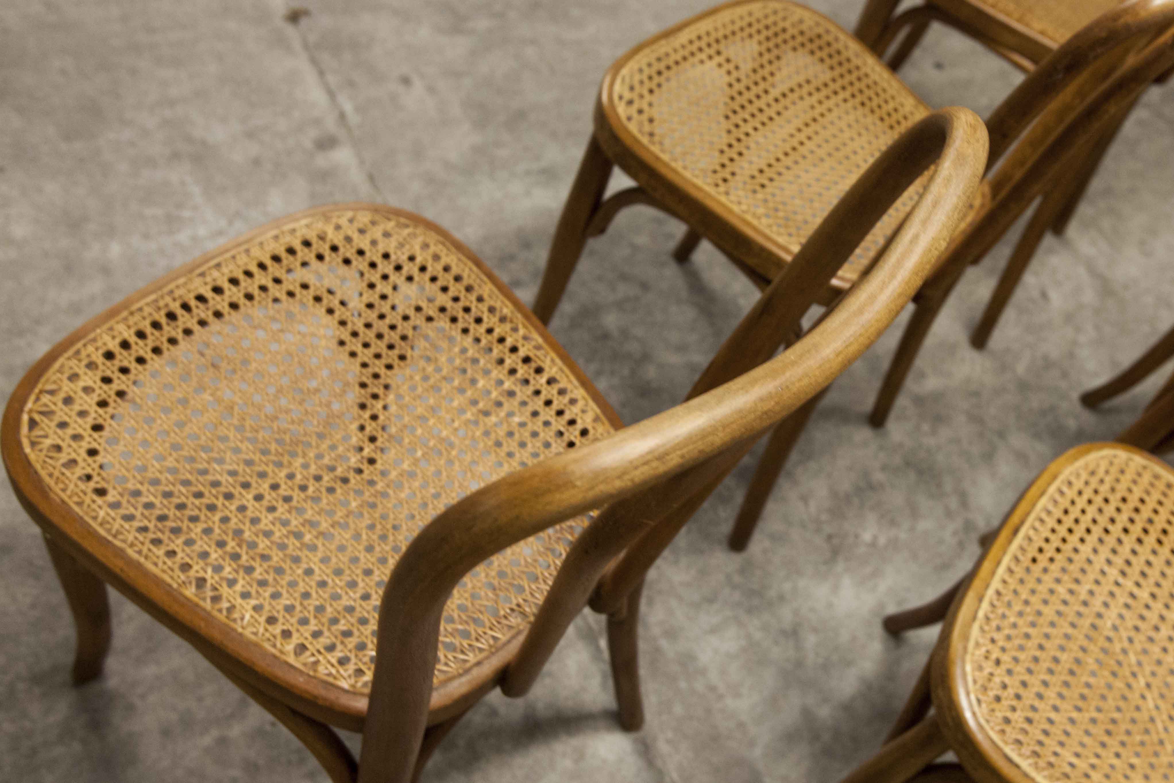Set of 6 chairs bistro j&j kohn 1900 seat cannage