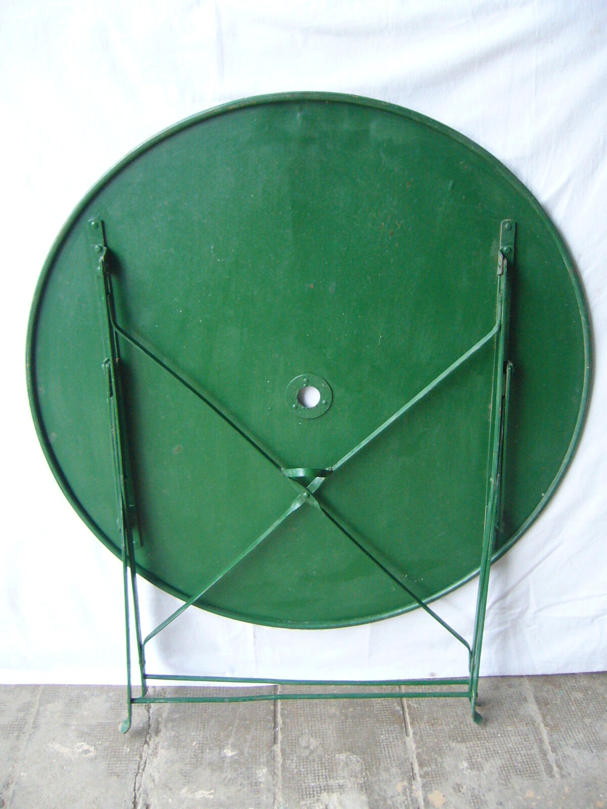 Old metal folding garden table