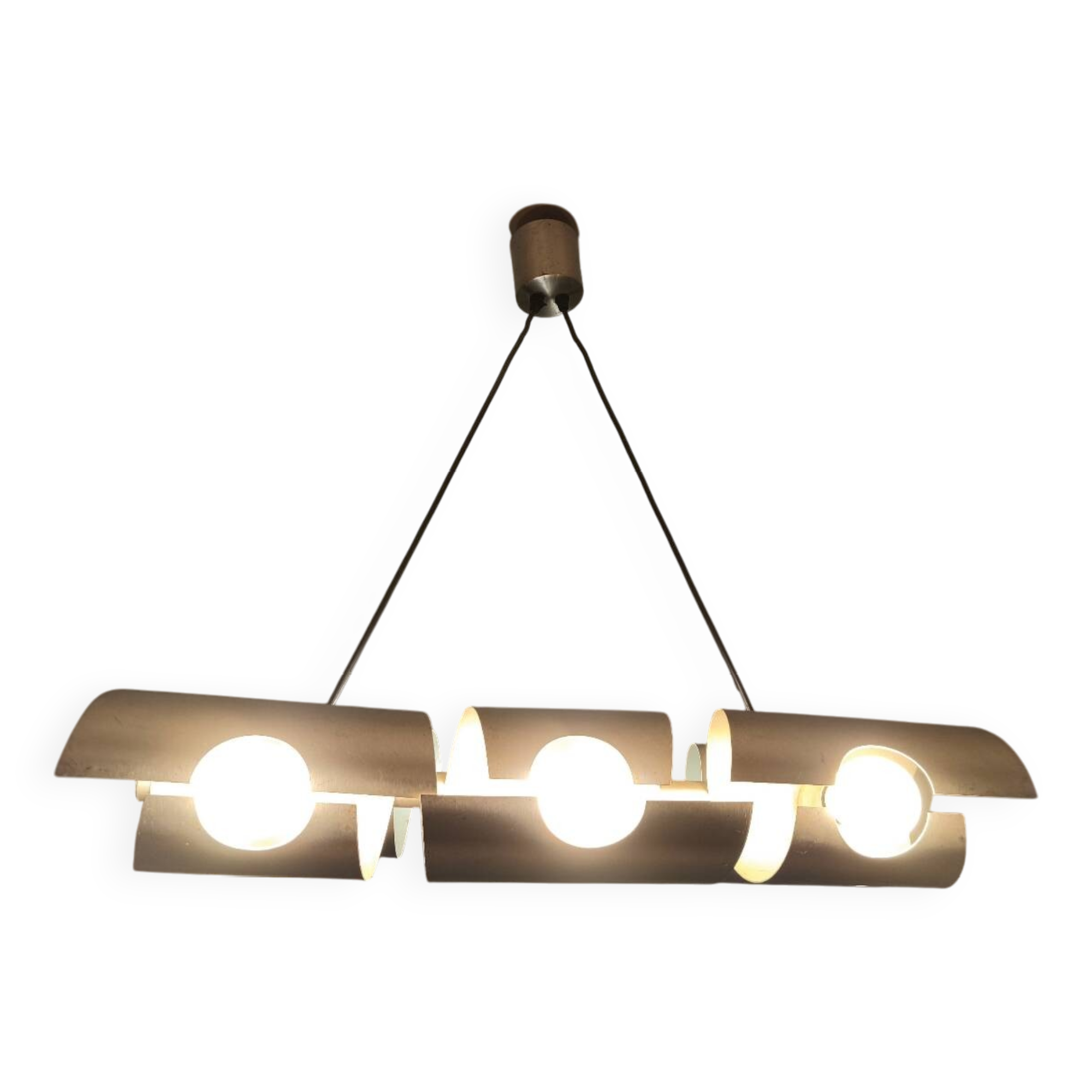 Space Age brushed aluminum pendant chandelier from the 70s