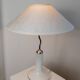 Vintage Murano glass table lamp - zigzag metal details, textured silk shade - Italy 1980s - timeless and elegant design, unique gift idea.