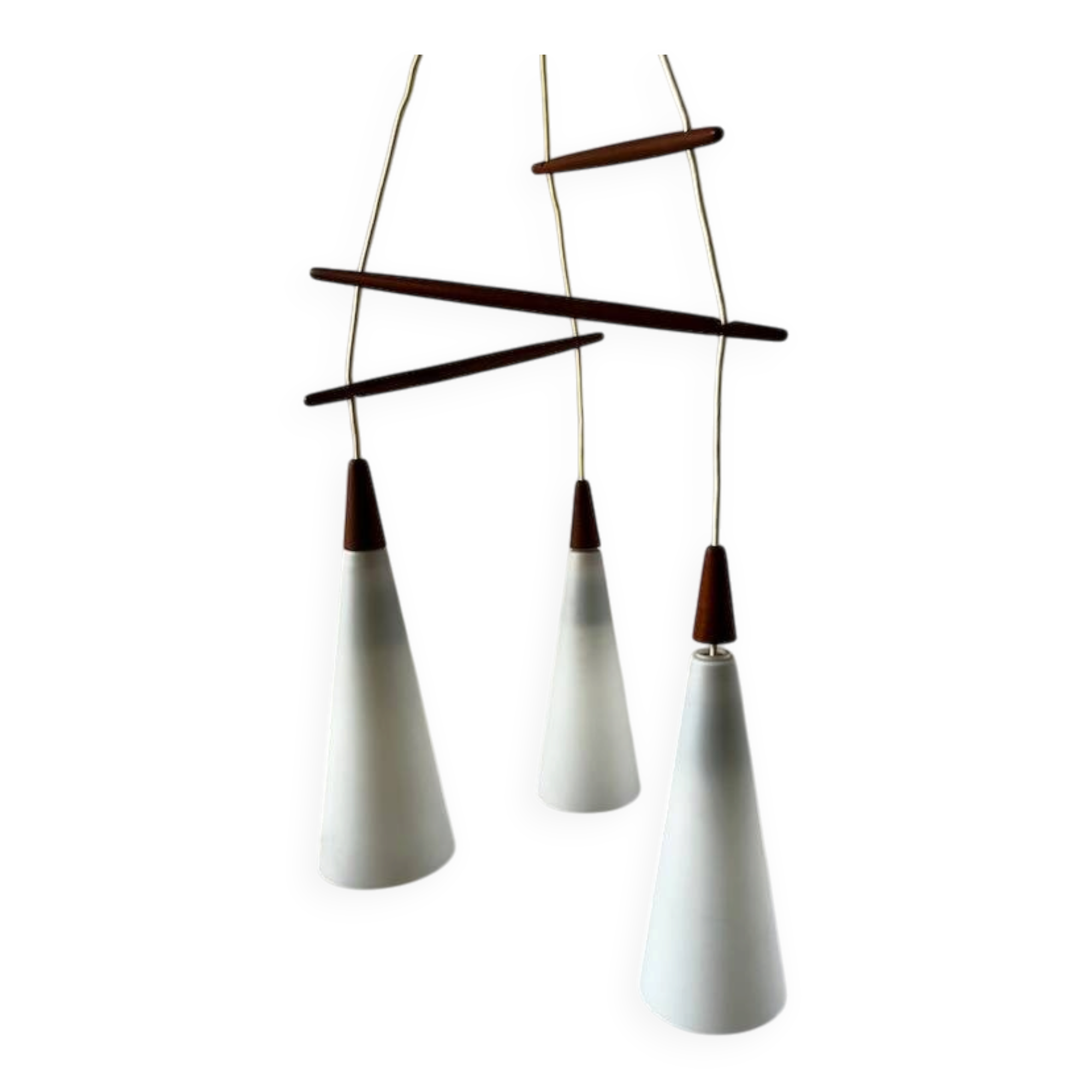 Vintage Scandinavian suspension triple teak and opaline.