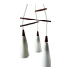 Vintage Scandinavian suspension triple teak and opaline.