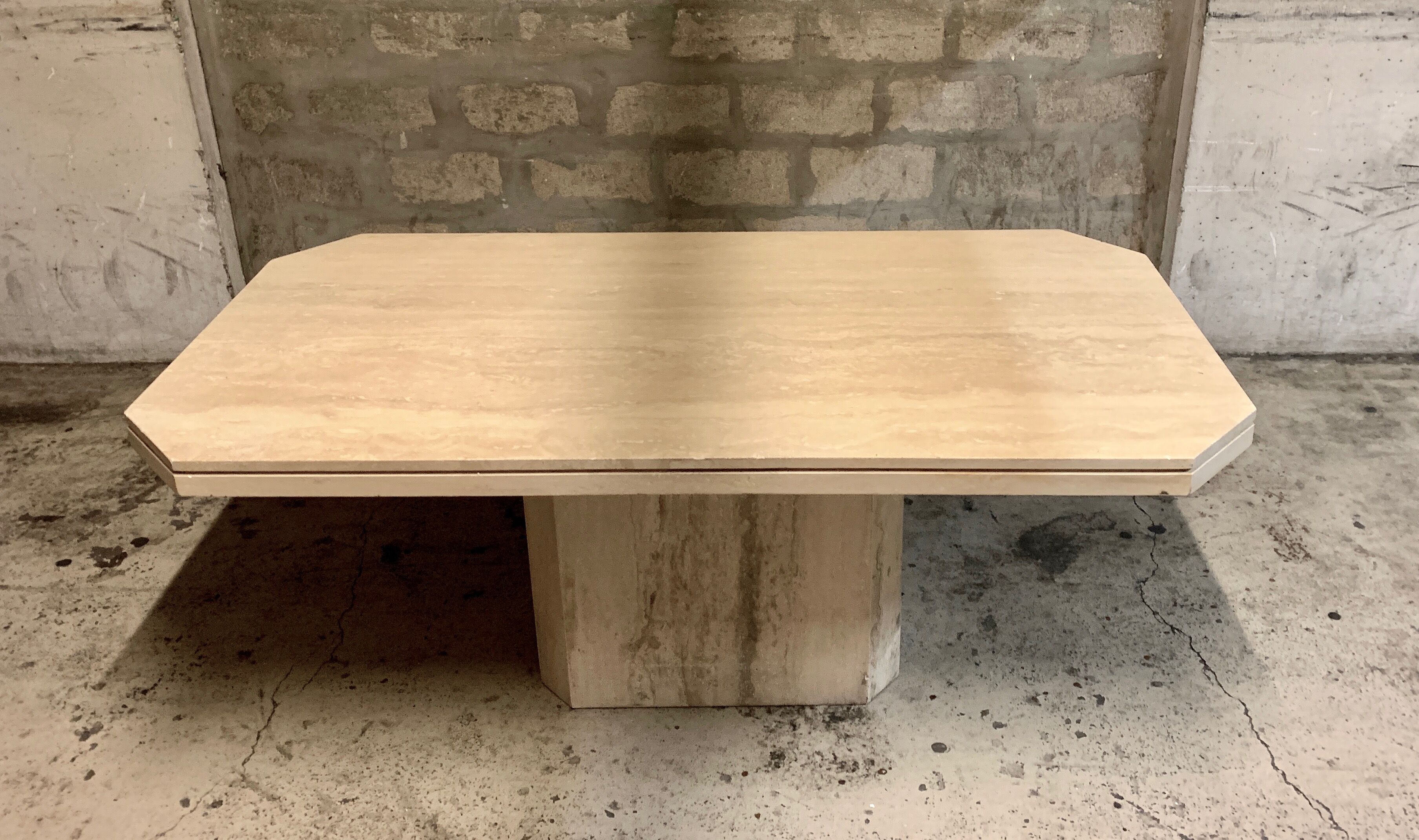 Ligne Roset travertine vintage dining table