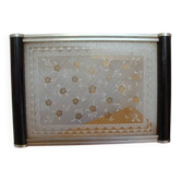Art Deco glass and wood tray with a lace-like effect