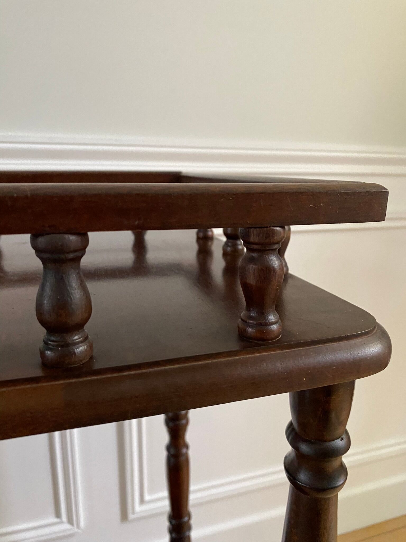 Phone table, wooden two trays