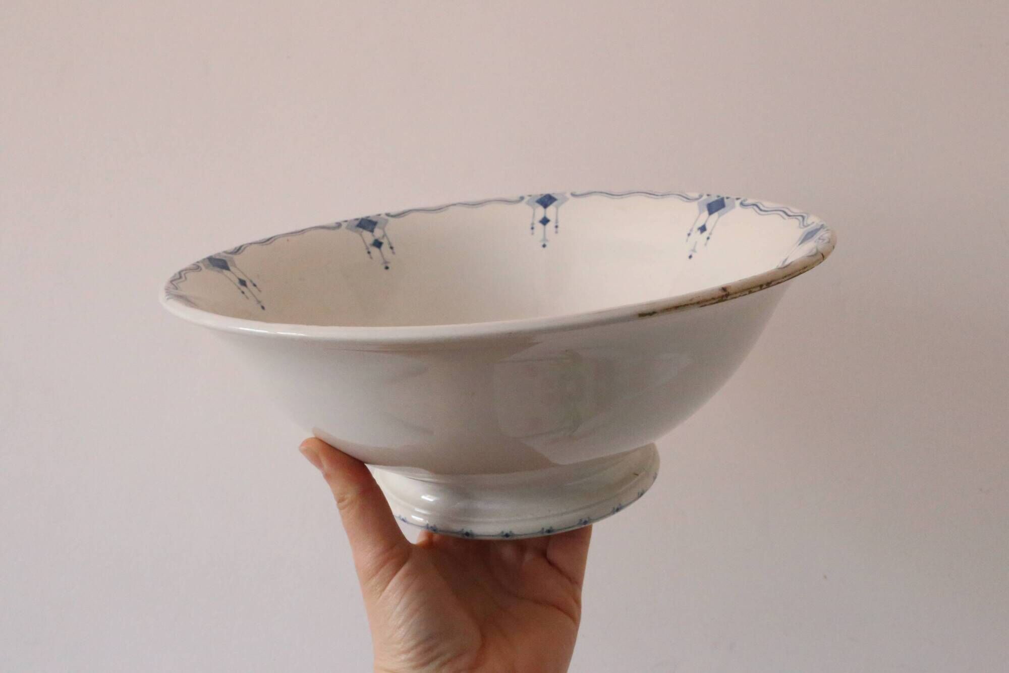 Large Terre de Fer salad bowl, Saphir model, Sarreguemines, French manufacturer