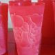 Cervé vintage red frosted glass orangeade set with fruit decoration