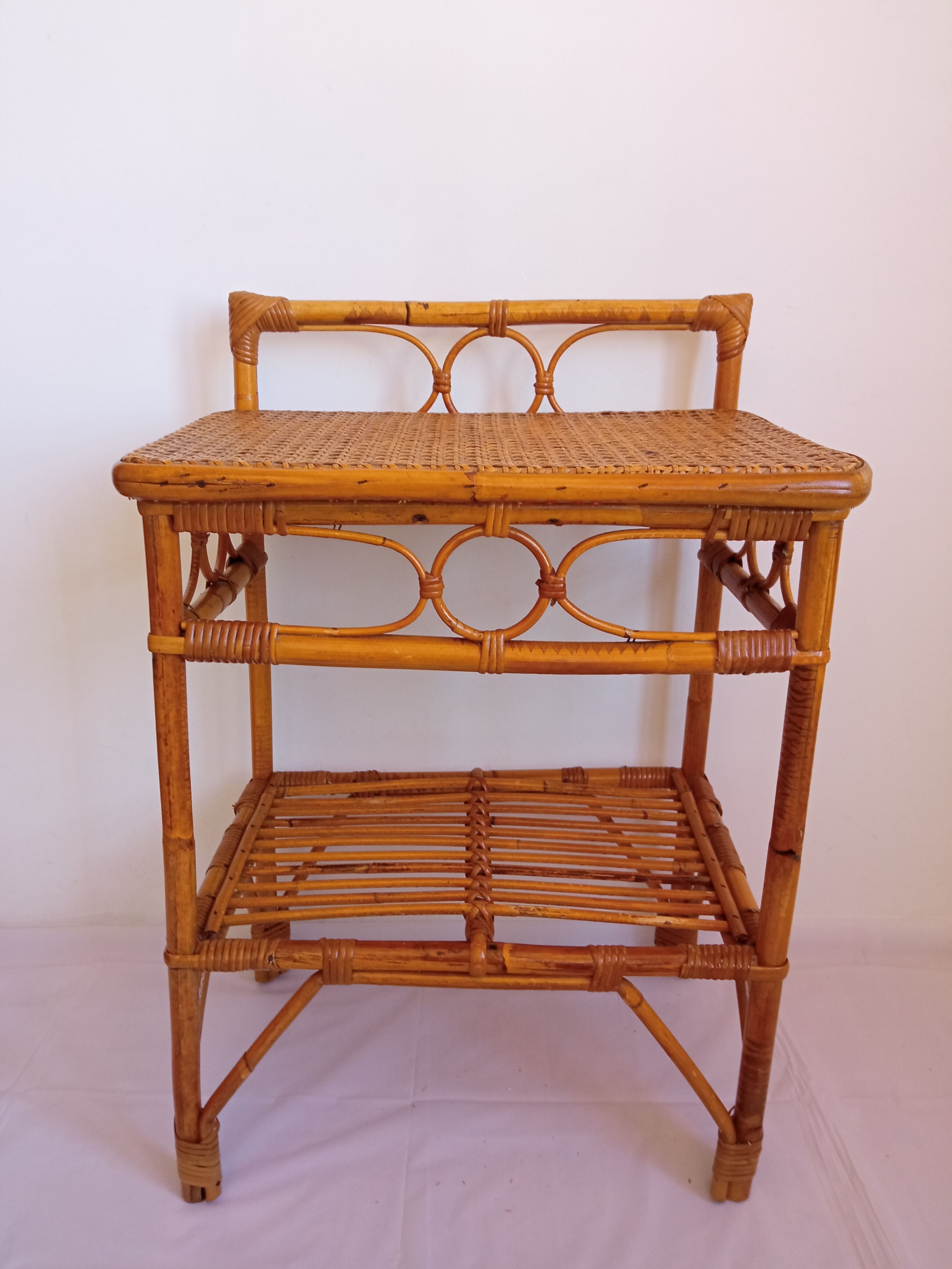 Pair of bamboo bedside tables