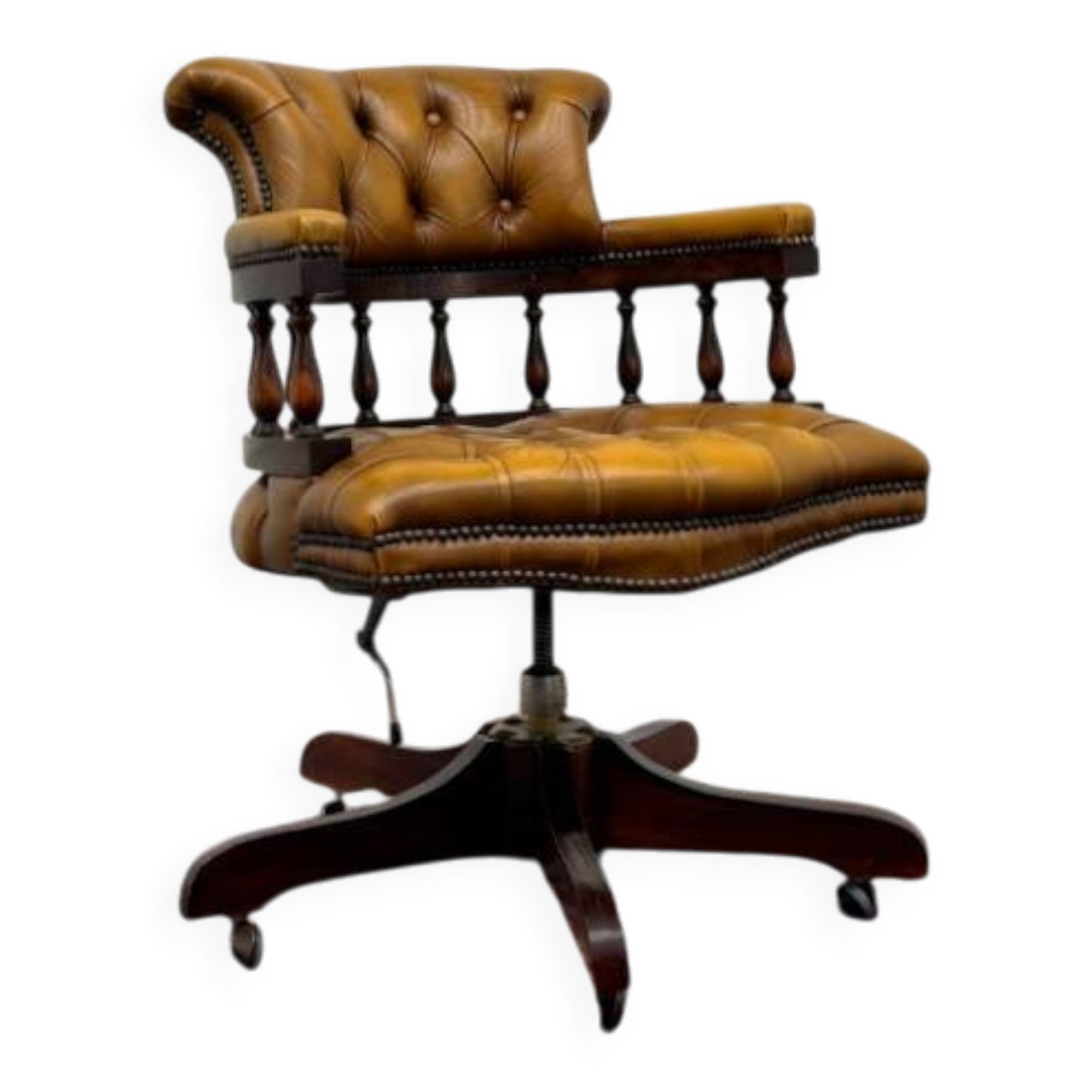 Classic English Brown Chesterfield Desk Chair