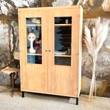 Bookcase in raw wood & metal feet