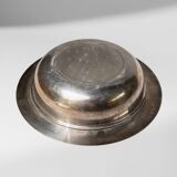 Silver-plated pumpkin-shaped bowl with lift-off lid, 1940s vintage centerpiece in metal