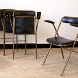 Lot of 4 metal and skai folding chairs
