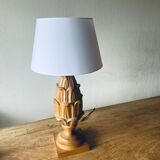 Large carved wooden lamp