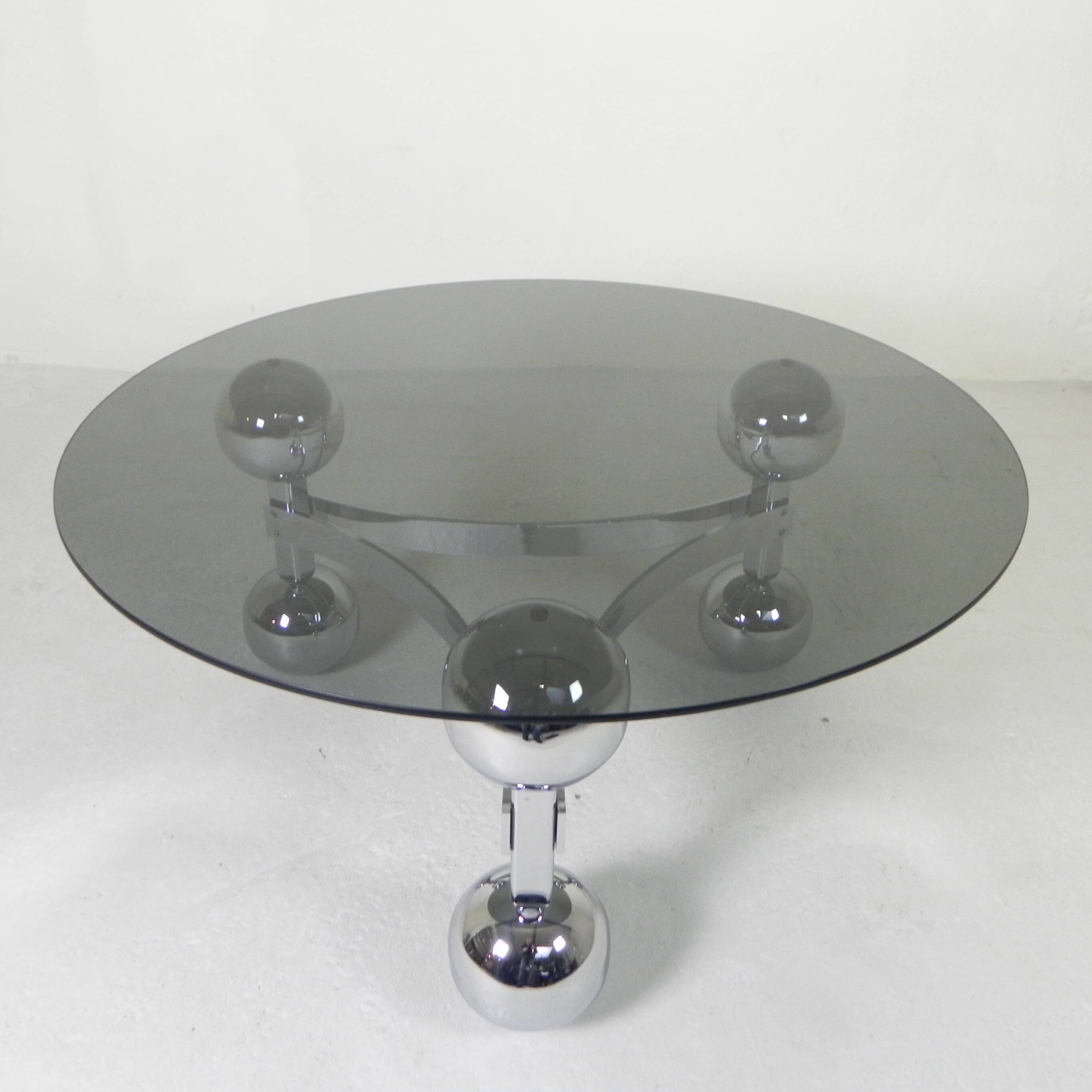 Space Age Sputnik coffee table, with a 1970s chrome base