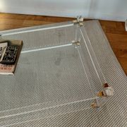 Large Hollywood Regency coffee table Lucite Brass double top 70s