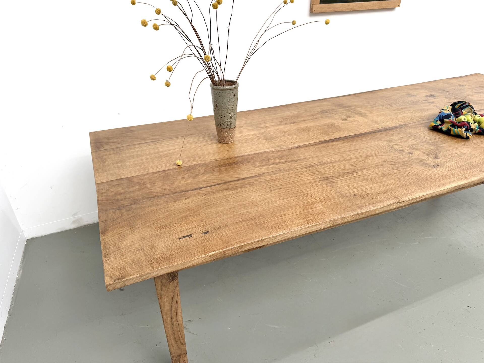 Very large farmhouse table in solid oak, 1950s – L300 cm